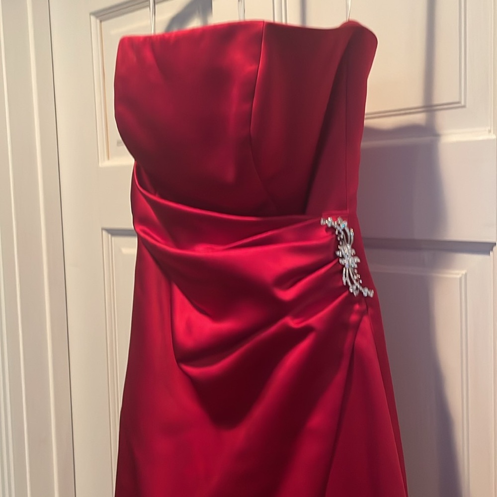 David’s Bridal Ruby Red Evening Gown, Size 4. - image 2